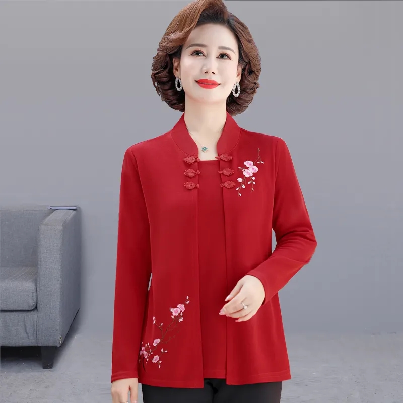 Embroidery Cardigan - 중년 여성 자수 가디건 셔츠 봄