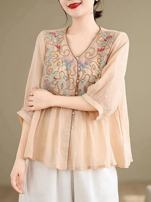 Embroidery Cardigan - 여름 신상 헤비 자수 여성 루즈핏