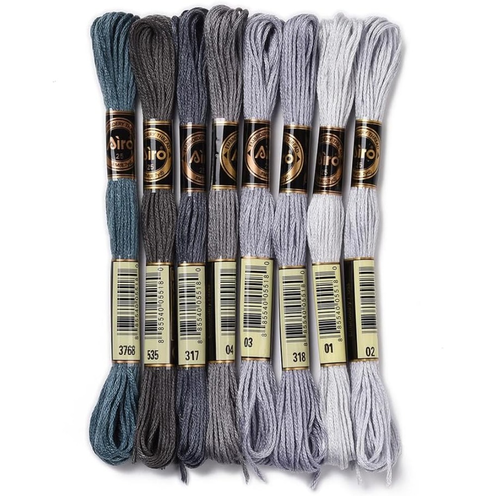 Embroidery Stitches - 8 Skeins 70 야드 회색 우정