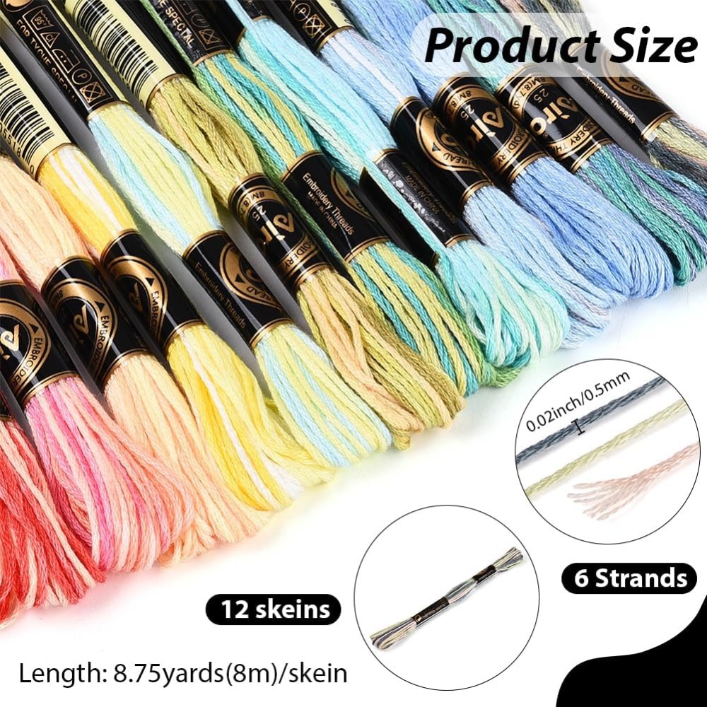 12개의 실뭉치, 105야드, 6합, 다양한 색상의 크 - Embroidery Stitches 리뷰 및 가격
