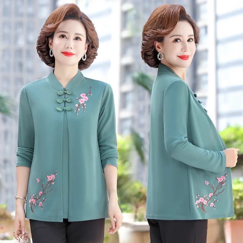중년 여성 자수 가디건 셔츠 봄 가을 큰 사이즈 페이크 - Embroidery Cardigan 리뷰 및 가격