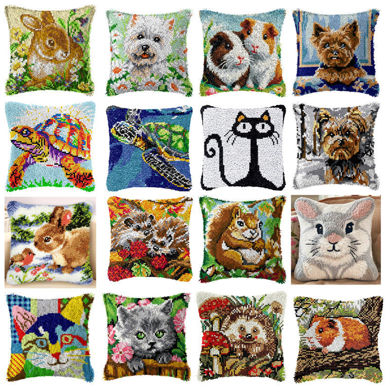 DIY 토끼 고양이 래치 후크 깔개 키트 Smyrna  - Printed Embroidery Kit 리뷰 및 가격