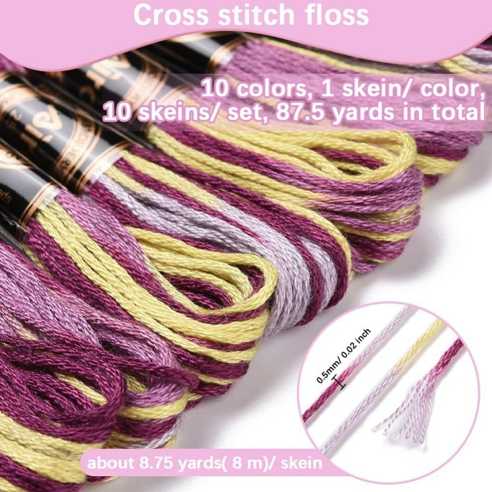 6 가닥 보라색 잡색 자수 치실 그라디언트 색상 크로스 - Embroidery Stitches 리뷰 및 가격