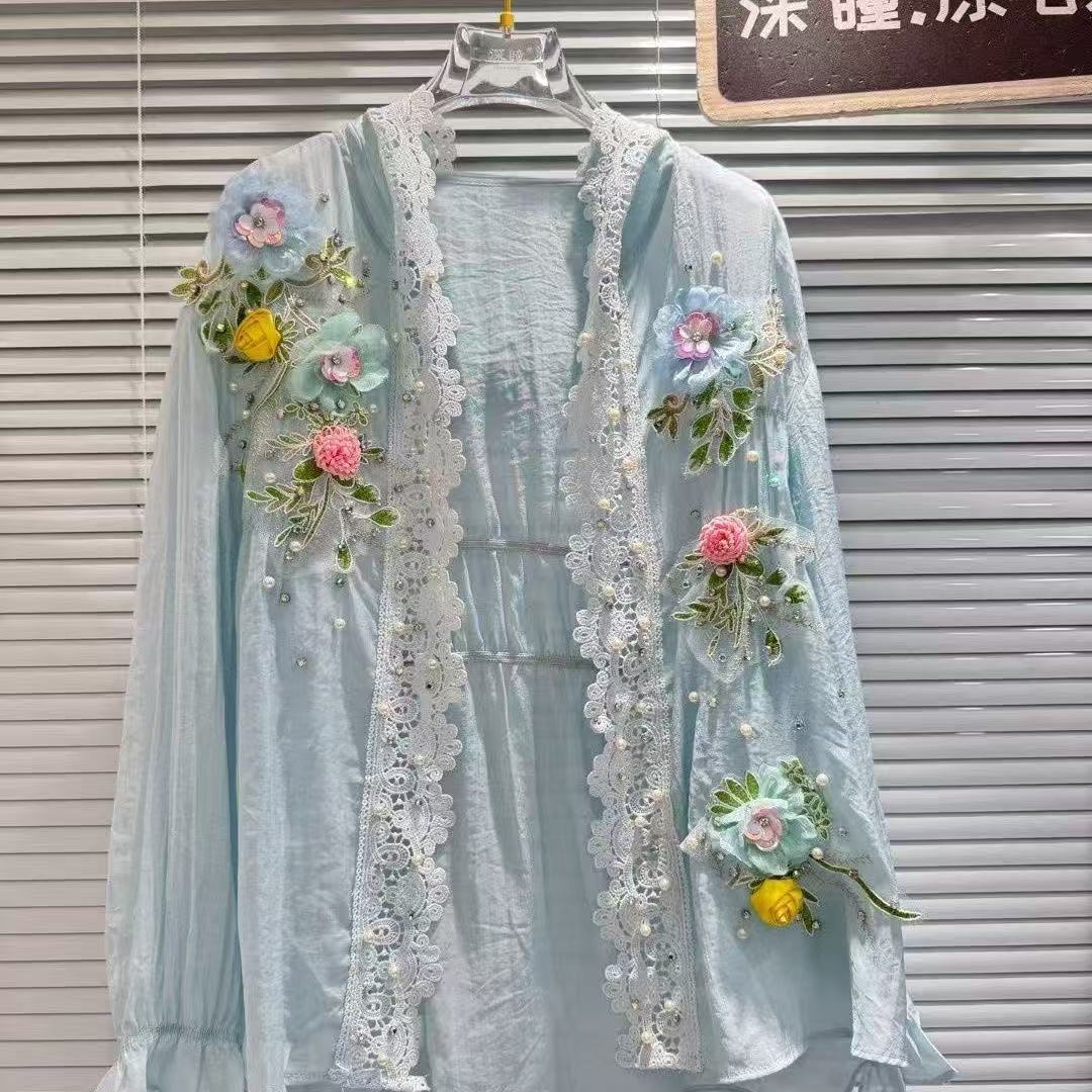 여성용 통기성 후드 자외선 차단 셔츠 블라우스, 긴팔  - Embroidery Cardigan 리뷰 및 가격