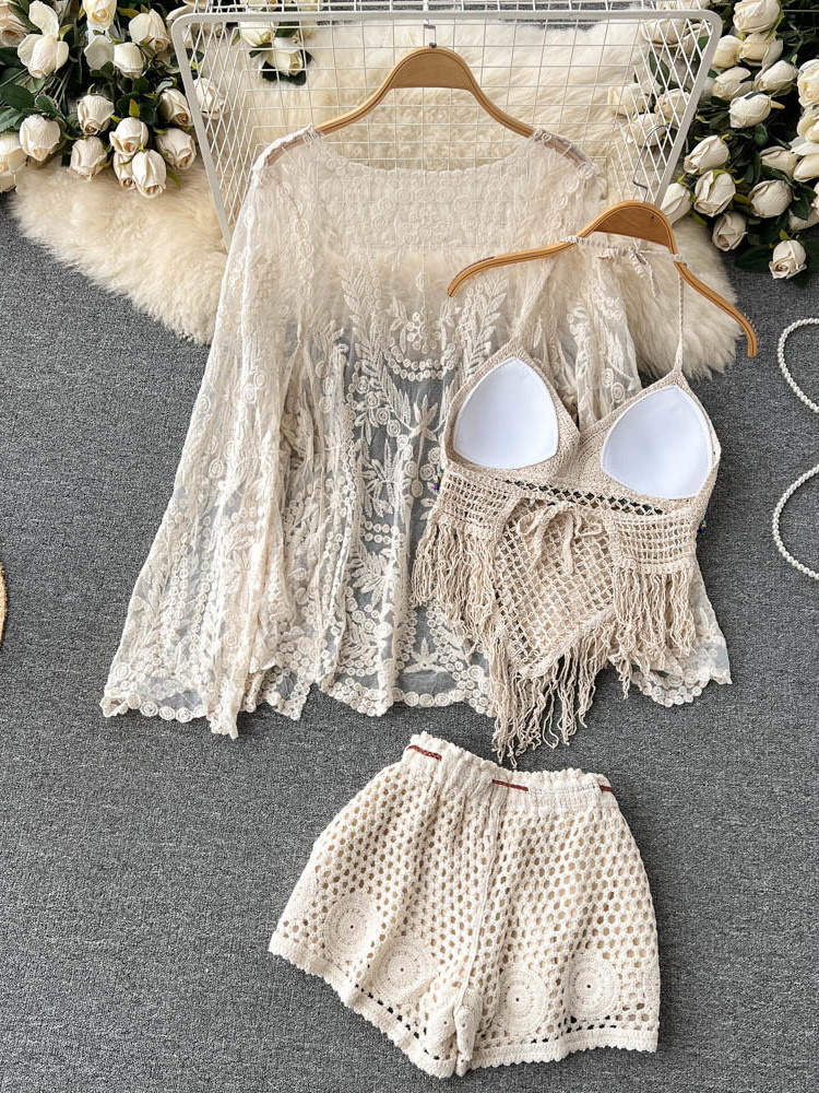 여름 신상 휴가복 여성 레이스 자수 가디건+태슬 넥탑+ - Embroidery Cardigan 리뷰 및 가격