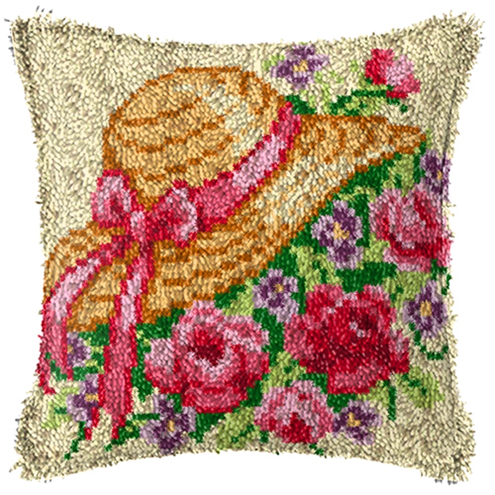 스미르나 플라워 래치 훅 키트 매트 쿠션 베개 DIY  - Printed Embroidery Kit 리뷰 및 가격