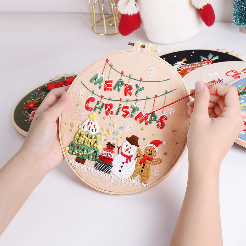 초보자용 메리 크리스마스 DIY 자수 키트, 눈사람 크 - Embroidery Xmas Kits 리뷰 및 가격