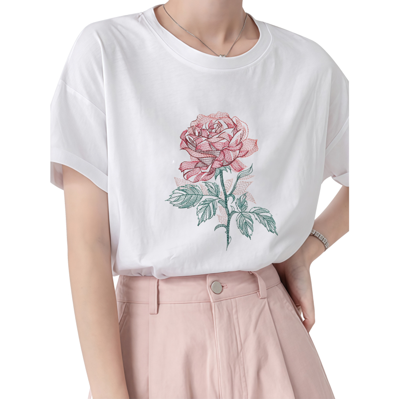 22cm 장미 열전사 프린팅 패치 다림질 티셔츠 및 캔 - Embroidery Effect Canva 리뷰 및 가격
