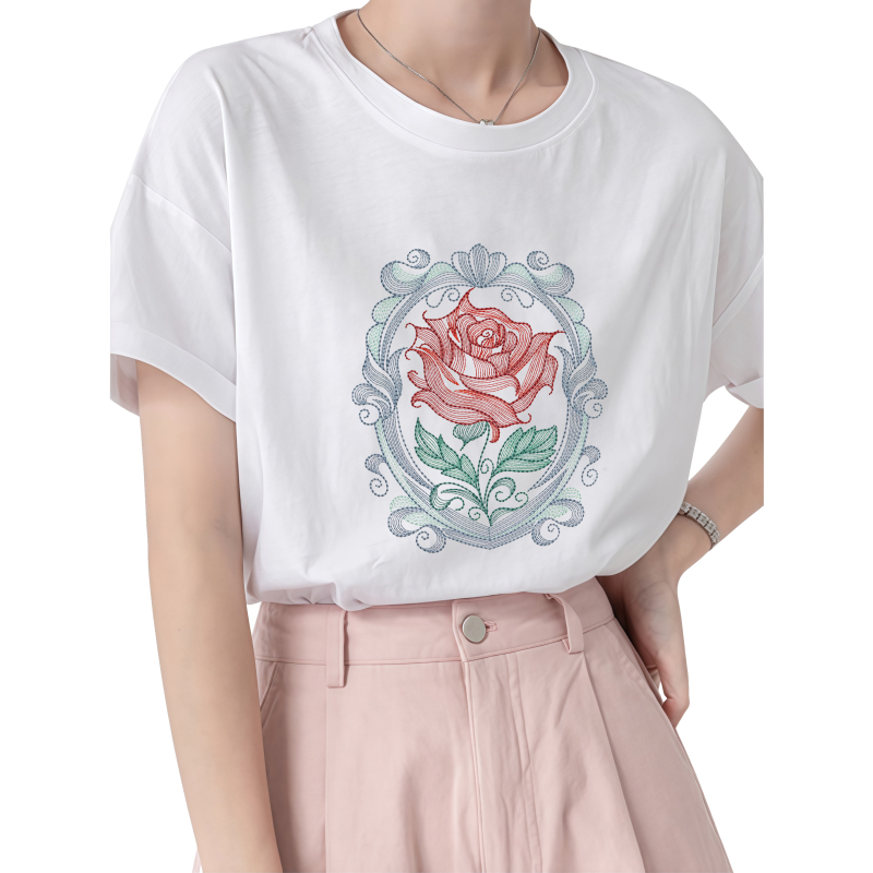 22cm 장미 열전사 프린팅 패치 다림질 티셔츠 및 캔 - Embroidery Effect Canva 리뷰 및 가격
