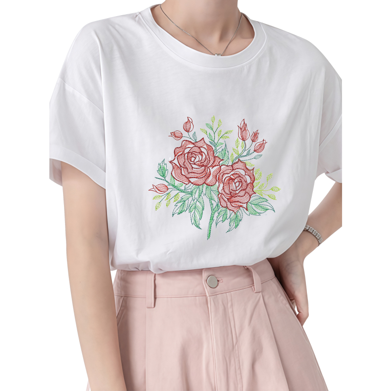 22cm 장미 열전사 프린팅 패치 다림질 티셔츠 및 캔 - Embroidery Effect Canva 리뷰 및 가격