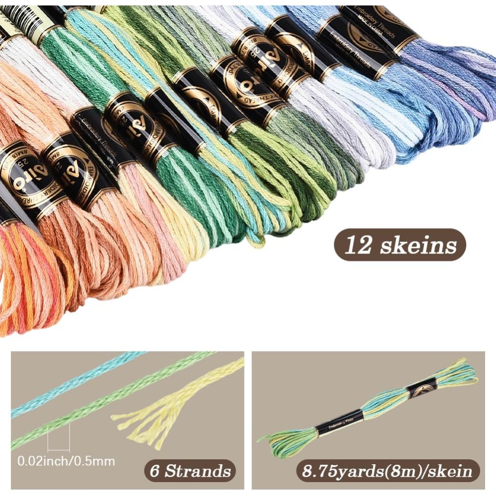 12개의 실뭉치, 105야드 크로스 스티치 자수실, 다 - Embroidery Stitches 리뷰 및 가격