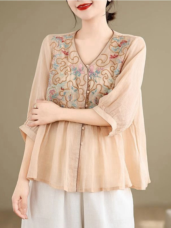 여름 신상 헤비 자수 여성 루즈핏 슬리밍 V넥 얇은 가 - Embroidery Cardigan 리뷰 및 가격