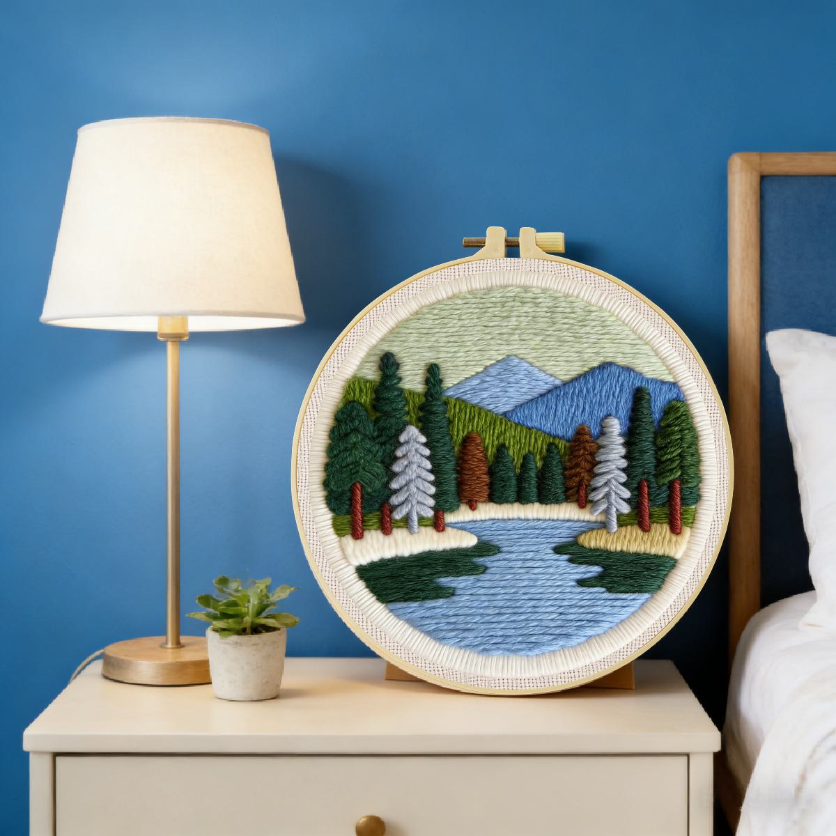 20X20CM/7.87인치 풍경 펀치 니들 자수 세트  - Printed Embroidery Kit 리뷰 및 가격