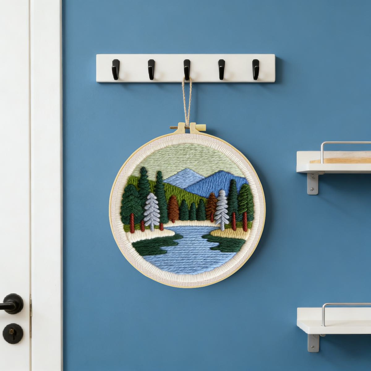 20X20CM/7.87인치 풍경 펀치 니들 자수 세트  - Printed Embroidery Kit 리뷰 및 가격